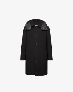 Premiata Cappotto in lana con dettagli in nylon>Uomo Giacche E Cappotti