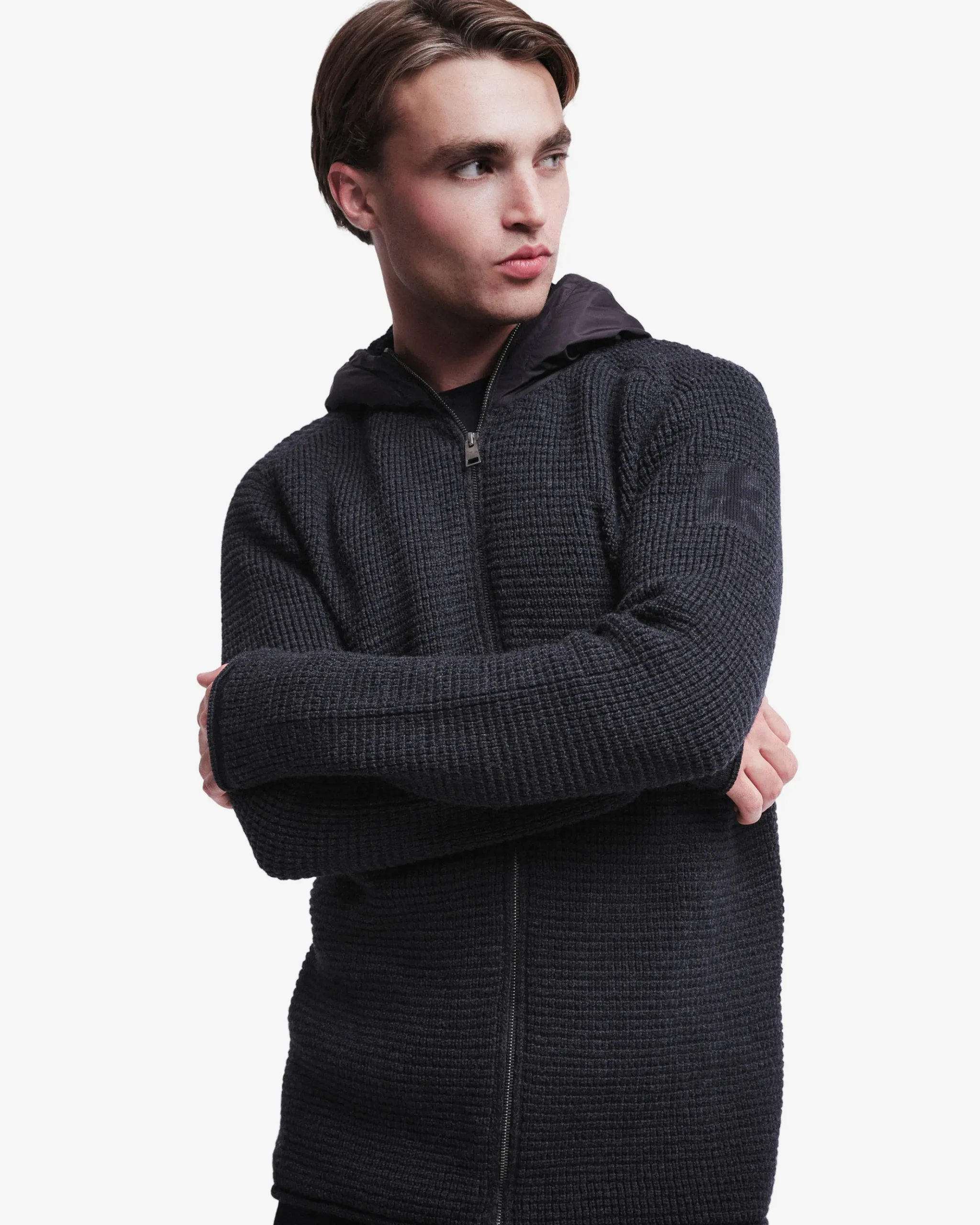 Premiata Cardigan con cappuccio in nylon>Uomo Maglieria