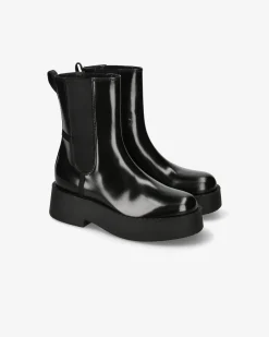Premiata Chelsea Luna in vitello lucido mousse nero>Donna Stivali E Stivaletti