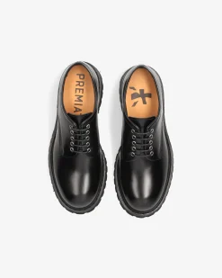 Premiata Derby in pelle spazzolata binder nero>Uomo Stringate