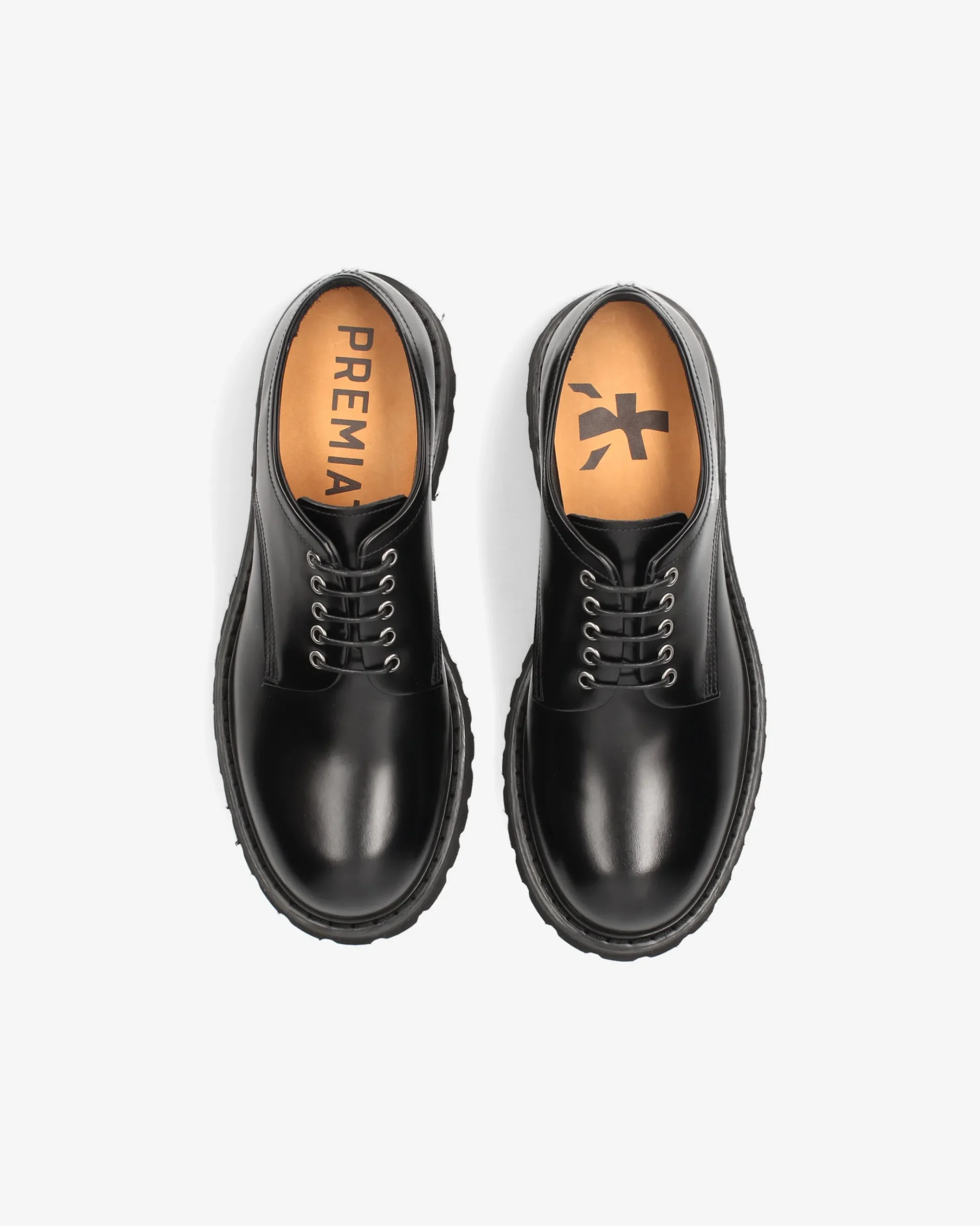 Premiata Derby in pelle spazzolata binder nero>Uomo Stringate