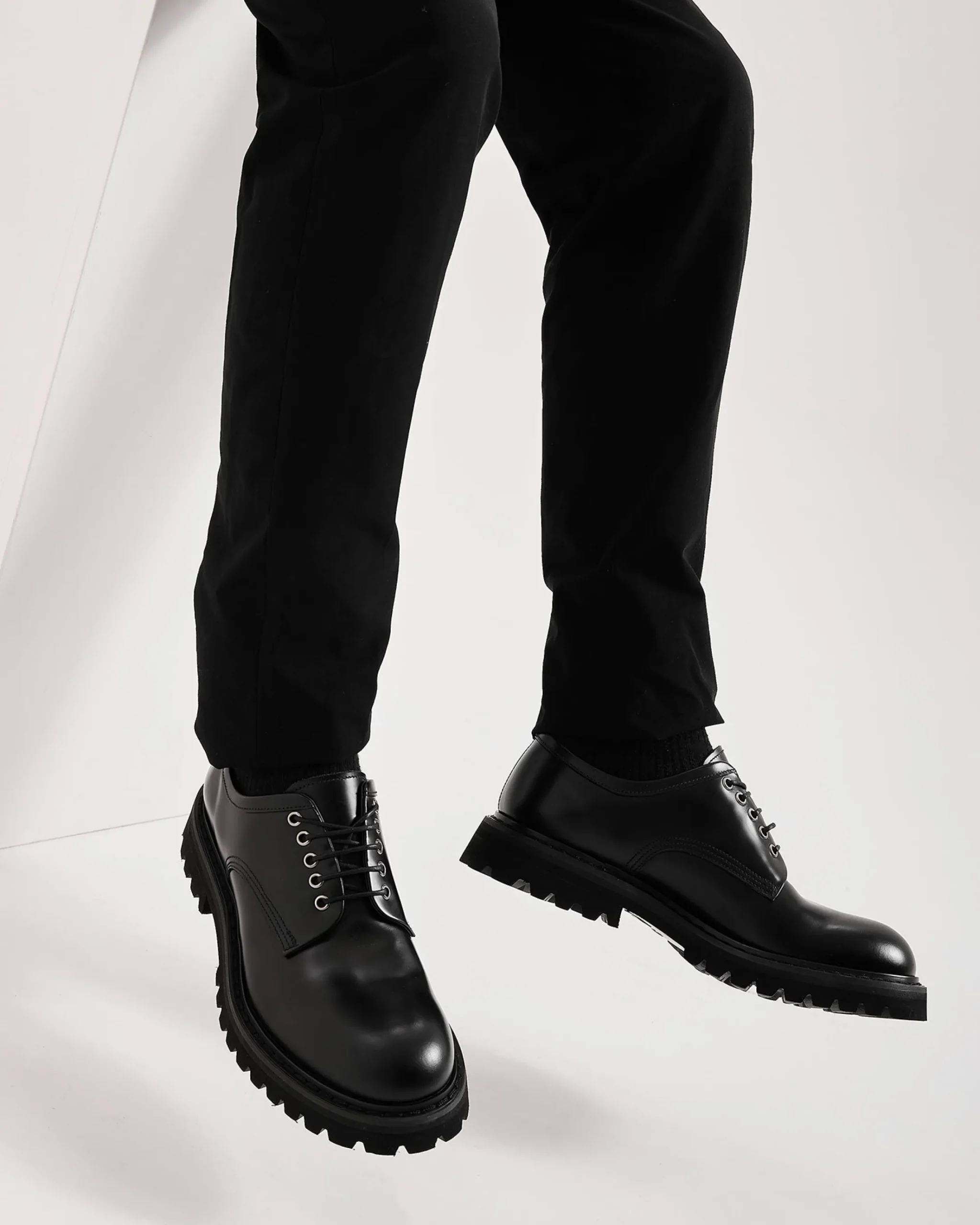 Premiata Derby in pelle spazzolata binder nero>Uomo Stringate