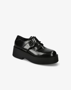 Premiata Derby in vitello mousse nero>Donna Stringate