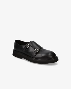 Premiata Doppia Fibbia in pelle cera nero>Uomo Fibbie