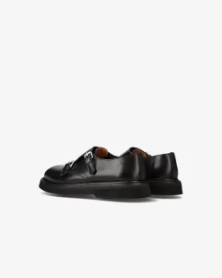 Premiata Doppia Fibbia in pelle cera nero>Uomo Fibbie