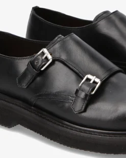 Premiata Doppia Fibbia in pelle cera nero>Uomo Fibbie