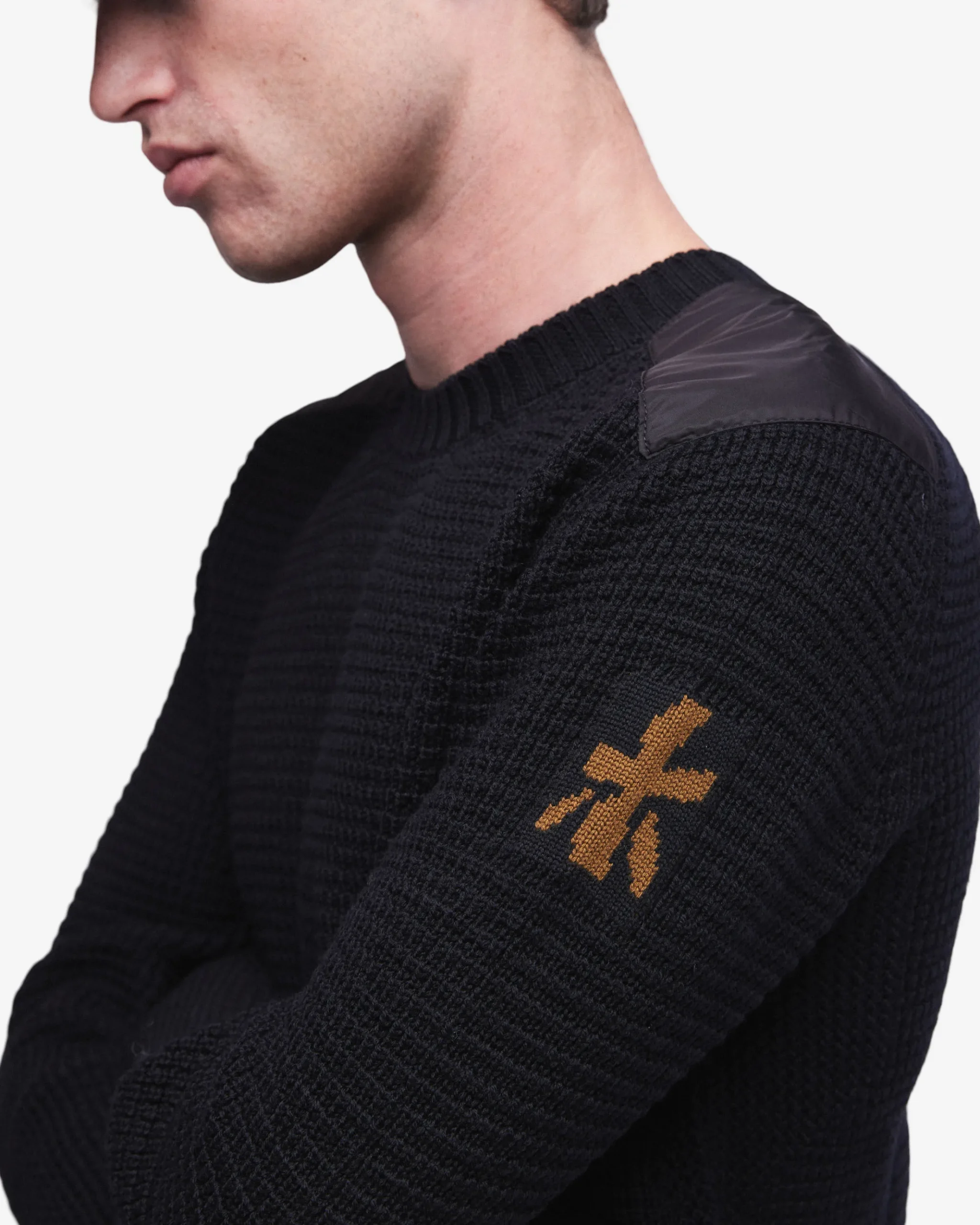 Premiata Maglia girocollo in lana con dettagli in nylon>Uomo Maglieria