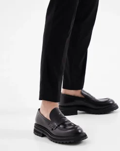 Premiata Mocassini Bridge in pelle spazzolata binder nero>Uomo Mocassini