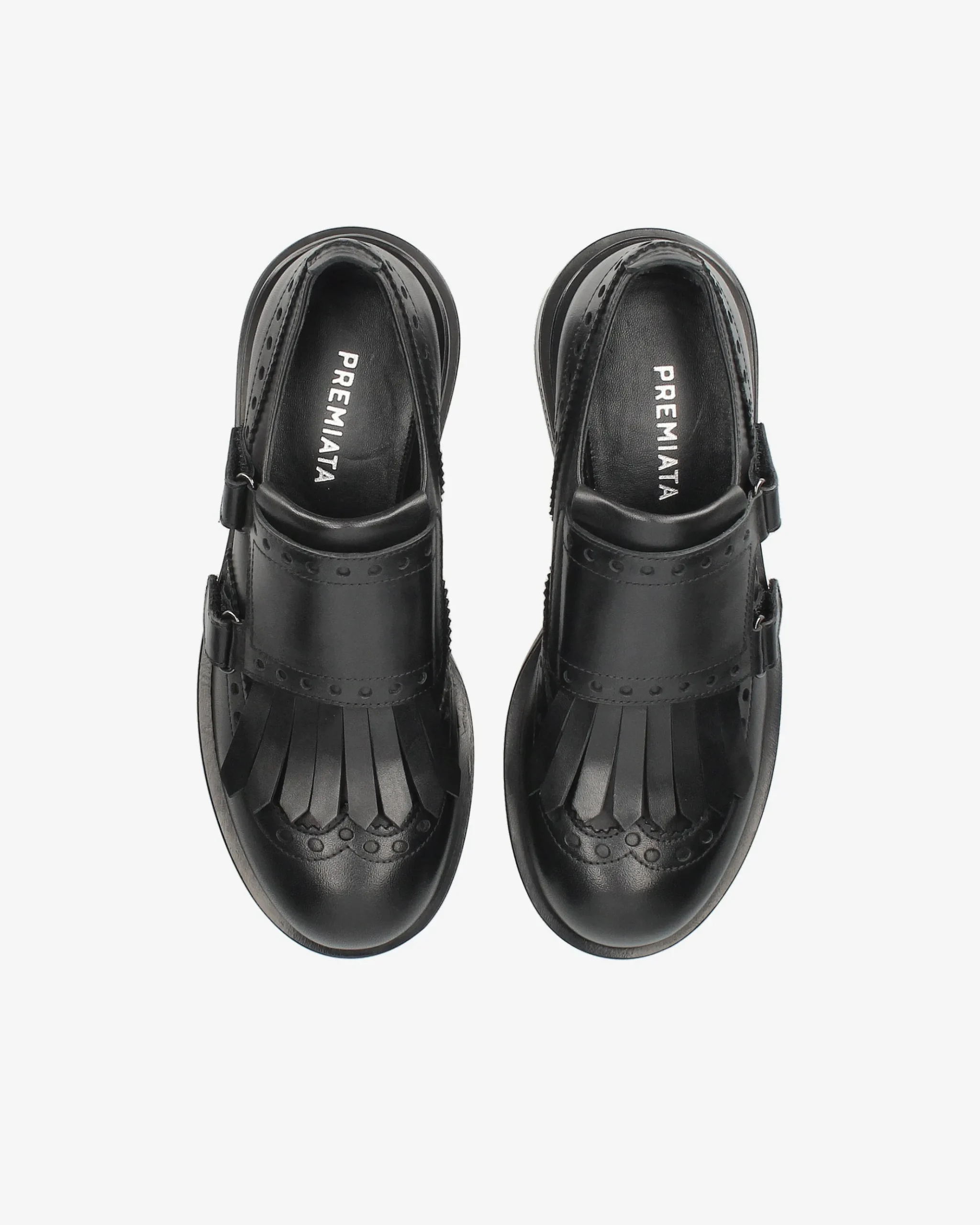 Premiata Monk Brogue in pelle iseo nero>Donna Fibbie