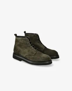 Premiata Stivaletti stringati in camoscio rain olive>Uomo Stivali